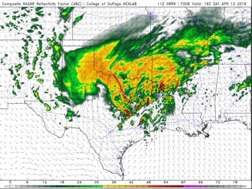 11z HRRR run: Image capture - 19z