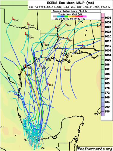 ecens_2021-06-11-00Z_240_37.737_259.227_16.715_278.152_MSLP_Surface_tracks_lows.png