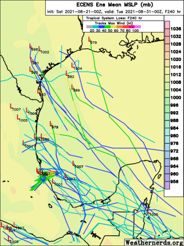 ecens_2021-08-21-00Z_240_33.358_259.051_15.328_275.261_MSLP_Surface_tracks_lows.png